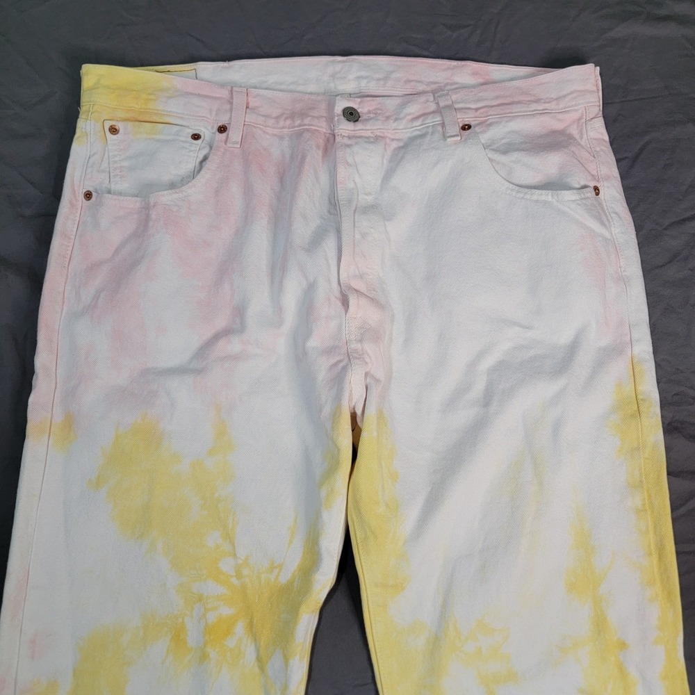 Levis 501 Jeans Men 38x34 Multicolor Tie Dye Straight Leg Button Fly Colorful 93 - Picture 2 of 11